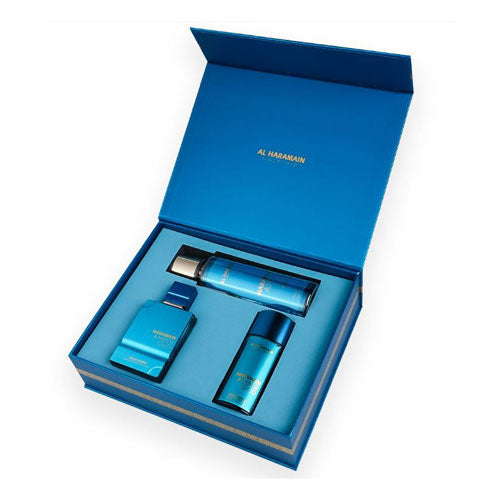 SET AL HARAMAIN AMBER OUD AQUA DUBAI UNISEX EDITION GIFT ( 3 PC )2.5 OZ EDP SP /1.2 OZ EDP /BODY MIST