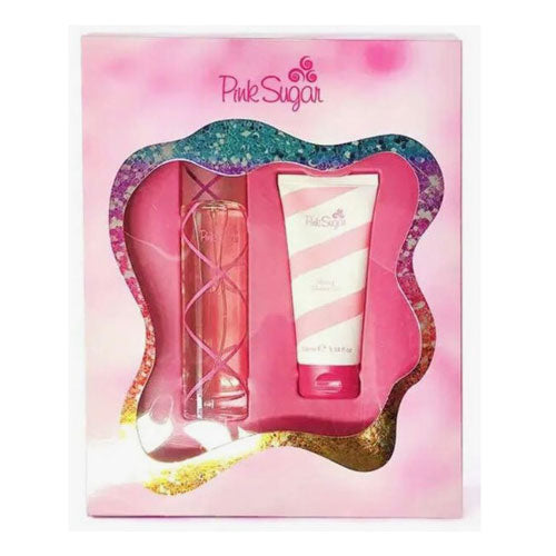 SET AQUALINA PINK SUGAR WOMEN (2 PC) 3.4 OZ EDT SP /3.4 SG