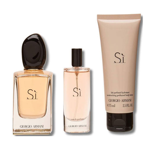 SET GIORGIO ARMANI SI WOMEN ( 3 PC )3.3 OZ EDP SP /1.6 OZ BL / 0.34 OZ EDP SP