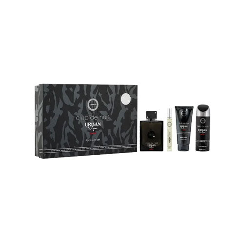 SET ARMAF CLUB DE NUIT URBAN MAN ELIXIR ( 4 PC )3.4 OZ EDP SP /0.34 OZ TRAVEL /3.4 OZ SG / 6.8 OZ BS