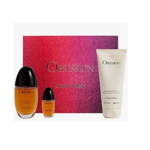 SET CALVIN KLEIN OBSESION WOMEN (3 PC ) 3.4 OZ EDP SP / 3.4 OZ BL / 0.50 OZ EDP