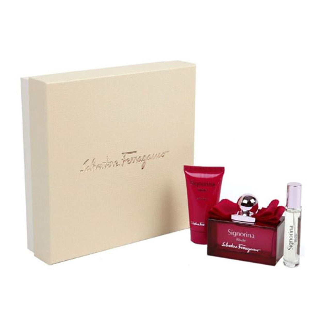 SET SALVATORE FERRAGAMO SIGNORINA RIBELLE WOMEN ( 3 PC )3.4 OZ. EDP SP / 0.34 EDP SP / 1.7 OZ. BL