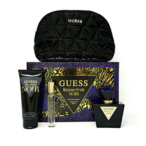 SET GUESS SEDUCTIVE NOIR WOMEN ( 4 PC ) 2.5 OZ EDT SP /0.50 OZ EDT SP /3.4 OZ BL /POUCH