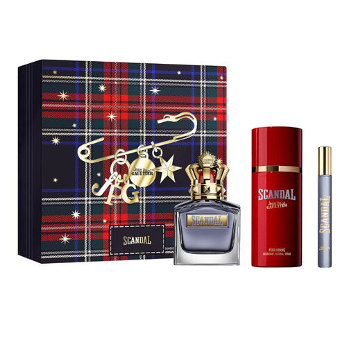 SET JEAN PAUL GAULTIER SCANDAL MEN ( 3 PC ) 3.4 OZ EDT SP / 5.1 DEO SP / 0.34 OZ SP BLACK BOX