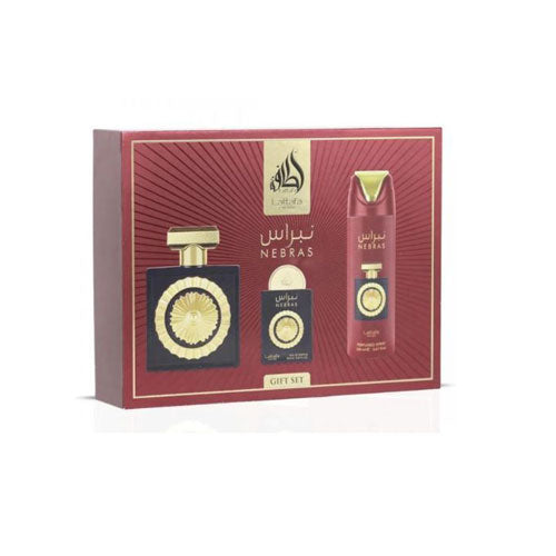 SET LATTAFA NEBRAS UNISEX ( 3 PC ) 3.4 EDP / 0.68 EDP / PERFUMED SPRAY 6.7 OZ