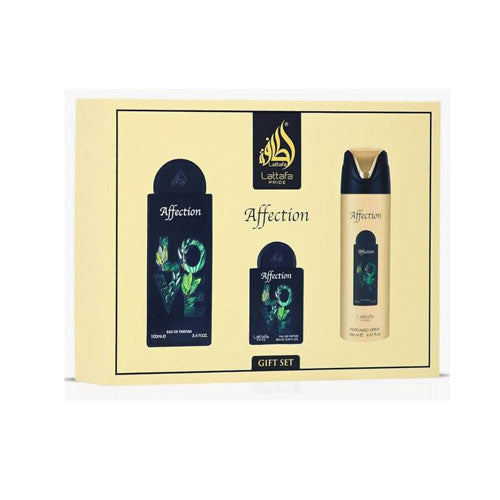 SET LATTAFA AFFECTION UNISEX ( 3 PC ) 3.4 EDP / 0.68 EDP / PERFUMED SPRAY 6.7 OZ