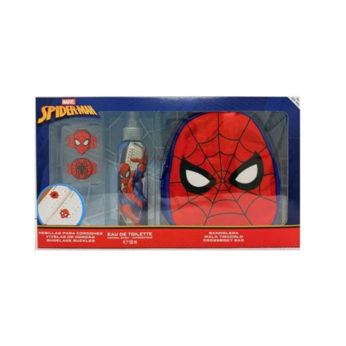 SET MARVEL SPIDERMAN ( 4 PC ) 5.0 OZ EDT SP /CROSSBODY BAG / SHOEBUCKLE / 1.0