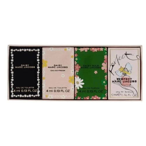 MINI SET DAISY MARC JACOBS WOMEN (4 PC )(0.13 OZ WILD EDT / EAU SO FRESH EDT / DAISY EDP / PERFECT EDP 0.16 OZ