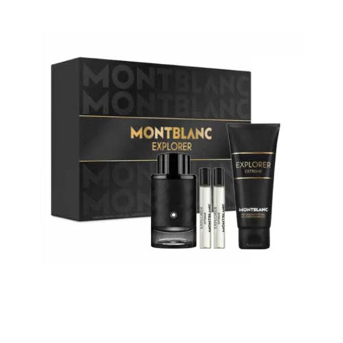 SET MONT BLANC EXPLORER EXTREME MEN (4 PC) 3.3 OZ PARFUM SP /3.3 OZ SG / 2X0.25 PARFUM SP
