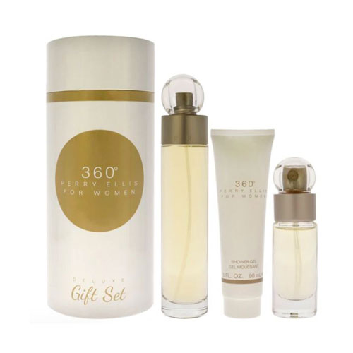SET PERRY ELLIS 360 COLLECTION WOMEN (3 PC ) 3.4 OZ EDT SP / 3.0 OZ GEL / MINI
