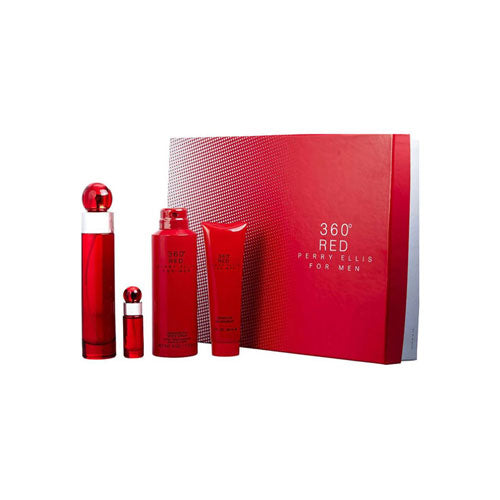 SET PERRY ELLIS 360 RED MEN (4 PC )3.4 OZ EDT / 6.0 OZ DEO SP / 3.0 OZ SG / MINI