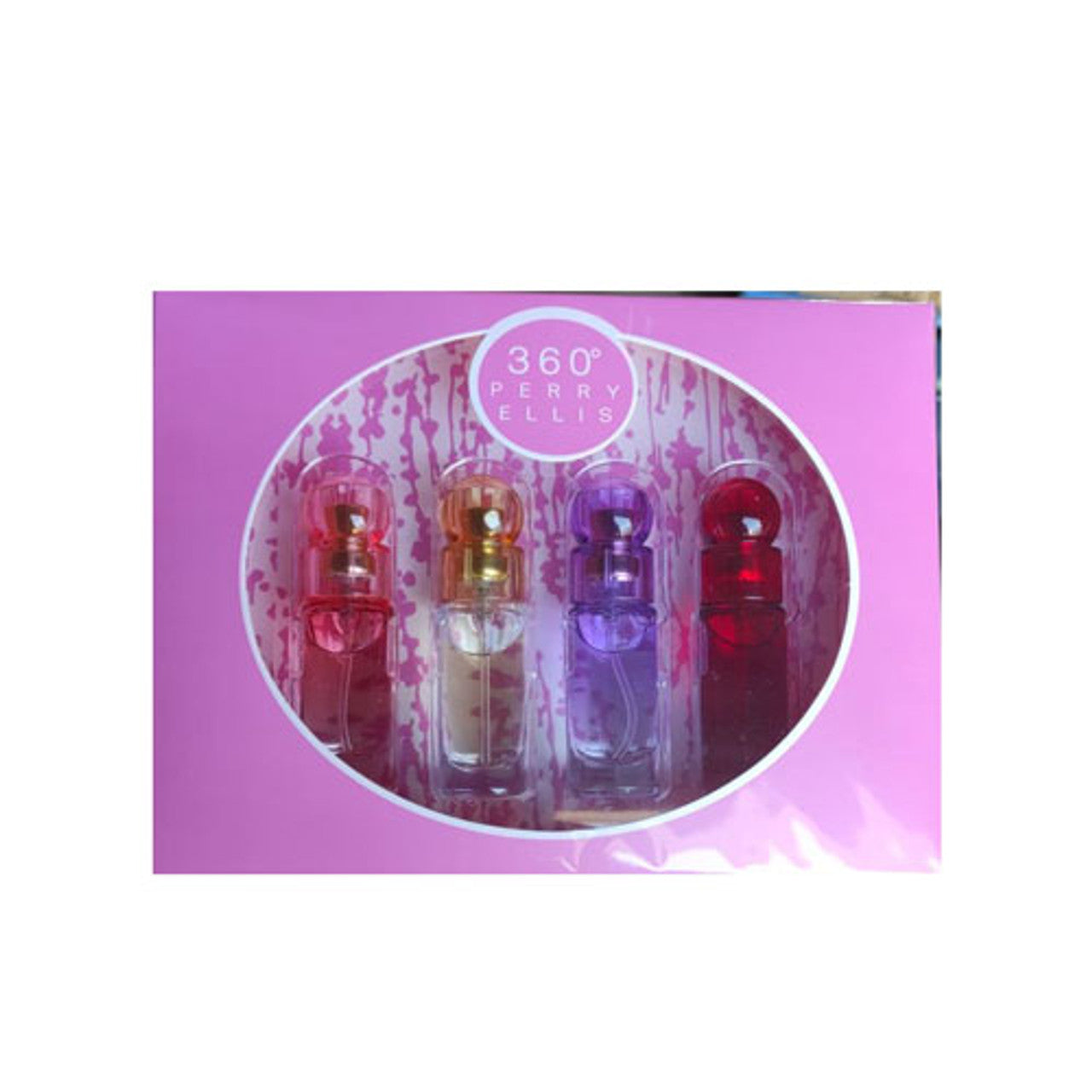 SET 360 PERRY ELLIS LADIES MINI ( 4 PC )X0.25 OZ ,360W / 360 PÚRPURA /360 ROJO / 360 CORAL