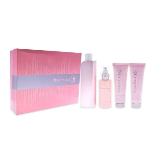 SET PERRY ELLIS 18 WOMEN ( 4 PC ) 3.4 OZ EDP SP / 4.0 OZ BODY MIST/ 3.0 OZ SG / 3.0 OZ BODY LOTION