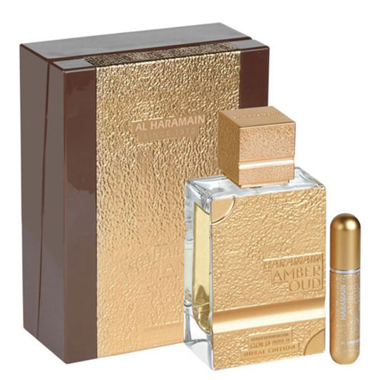 AL HARAMAIN AMBER OUD GOLD 999.9 DUBAI 2.5 OZ EXTRAIT DE PERFUM+REFILLABLE ATOMISER