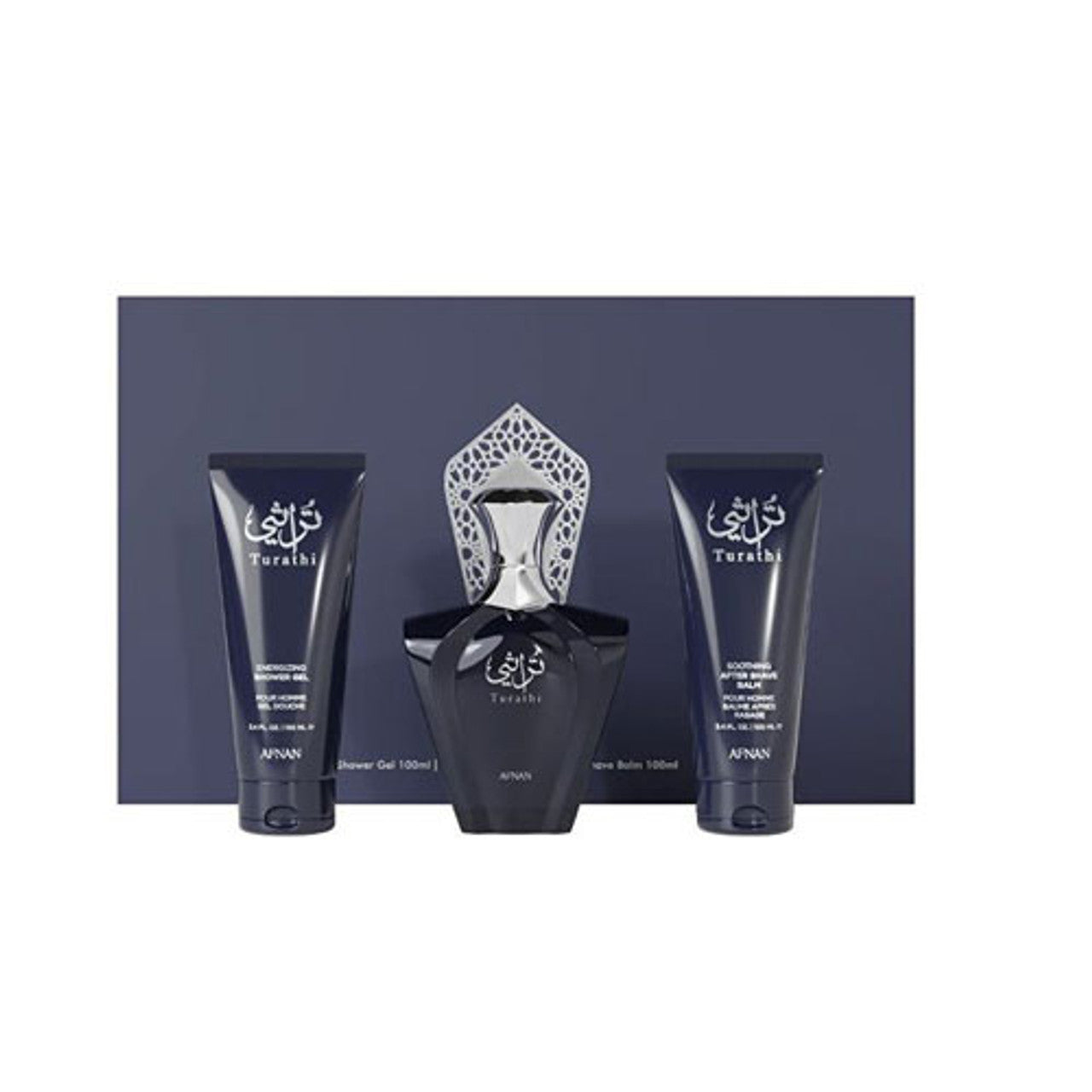 SET AFNAN TURATHI MEN ( 3 PC )3.0 OZ EDP SP / 3.4 OZ SG /3.4 OZ ASB