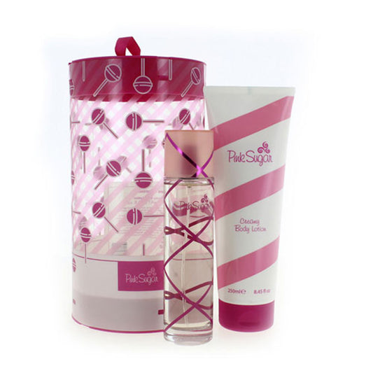 SET AQUOLINA PINK SUGAR WOMEN (2 PC SET) 3.4 OZ. EDT / 8.4 OZ. BL