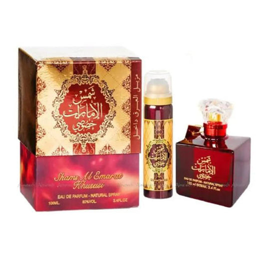 SET ARD AL ZAAFARAN SHAMS AL EMARAT KHUSUSI UNISEX ( 2 PC ) 3.4 OZ EDP SP/DEO