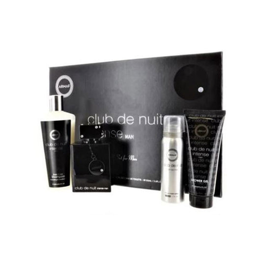 SET ARMAF CLUB DE NUIT INTENSE MEN ( 4 PC SET ) 3.6 OZ. / 3.4 OZ S.GEL / 8.4 SHAM / 1.7 B SPRAY