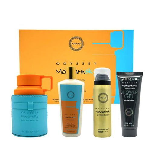 SET ARMAF ODYSSEY MANDARIN SKY MEN ( 4 PC )3.4 OZ EDP SP/ 3.4 OX SG / 1.7 OZ BL / 8.4 OZ SHAMPOO