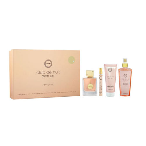 SET ARMAF CLUB DE NUIT WOMEN (4 PC )3.4 OZ EDP SPR / 0.34 OZ TRAVEL  / 3.4 OZ BL / 8.4 OZ BM