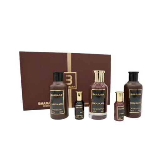 SET BHARARA CHOCOLATE UNISEX ( 5 PC ) 3.4 OZ EDP SP / 6.7 OZ BODY LOTION / 6.7 OZ SHOWER GEL / 2 MINI 0.34 OZ EDP