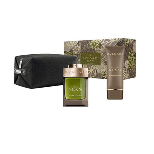 SET BVLGARI MAN WOOD ESSENCE ( 3 PC ) 3.4 OZ EDP SP / 3.4 OZ A.SHAVE / POUCH-COFFRET