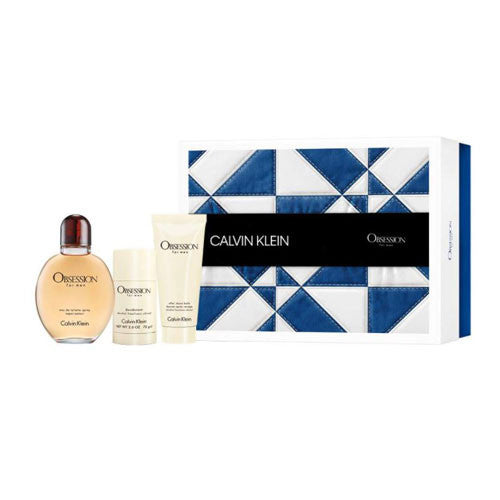 SET CALVIN KLEIN OBSESSION MEN 3 PC SET 4.2 OZ. EDT / 1.6 OZ SG / 2.4 OZ. DEO