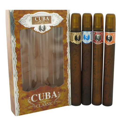 SET CUBA MEN SET 4 PCS 1.17 OZ EACH BLUE/GOLD/ORANGE/RED