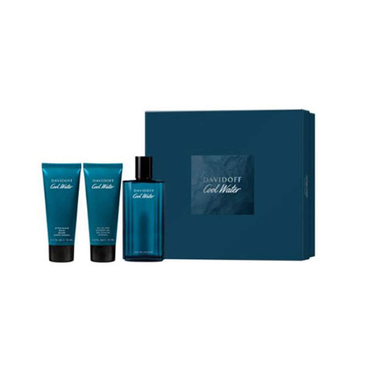SET DAVIDOFF COOL WATER MEN ( 3 PC )4.2 PZ EDT / 2.5 OZ SG / 2.5 OZ ASB (HARD BOX)