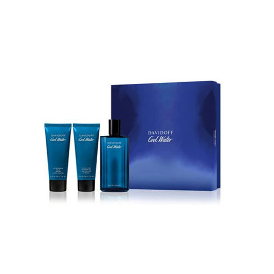 SET DAVIDOFF COOL WATER MEN ( 3 PC ) 4.2 OZ EDT SP / 2.5 OZ AFTER S. B / 2.5 SHOWER GEL