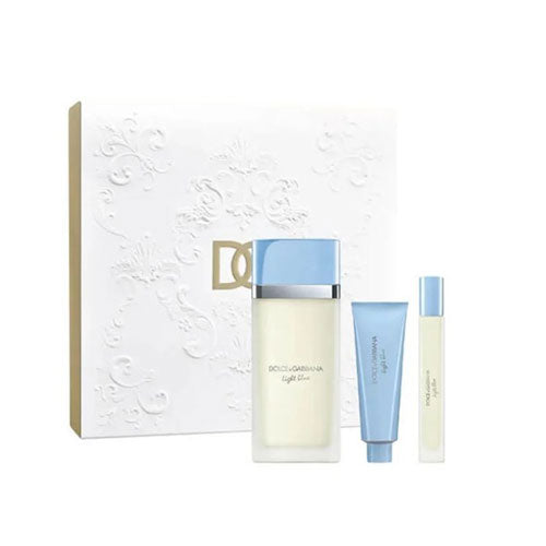 SET  DOLCE & GABANNA  LIGHT BLUE WOMEN ( 3 PC ) 3.4 OZ EDT SP /1.6 OZ BL /0.34 OZ EDT SP