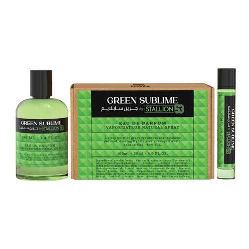SET EMPER GREEN SUBLIME BY STALLION 53 UNISEX  ( 2 PC ) 3.4 OZ EDP SP /0.68 OZ EDP SP
