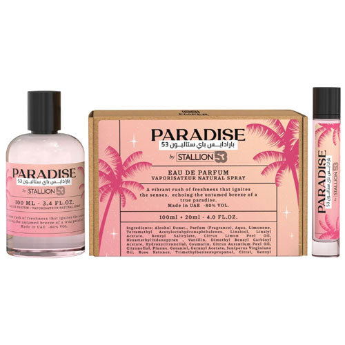 SET EMPER PARADISE BY STALLION 53 WOMEN ( 2 PC ) 3.4 OZ EDP SP /0.68 OZ EDP SP