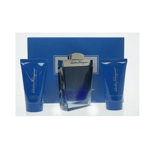 SET SALVATORE FERRAGAMO SUBTIL MEN ( 3PC)3.4 OZ EDT SP / 2.5 OZ SHAMPOO&S/G / 2.5 OZ A/S BALM