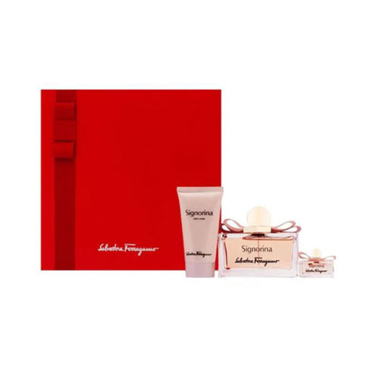 SET SALVATORE FERRAGAMO SIGNORINA WOMEN (3 PC)3.4 OZ EDP SP /1.7 OZ BL /0.03 OZ EDP SP