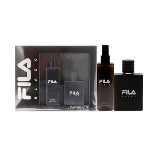 SET FILA BLACK MEN ( 2PC ) 3.4 OZ EDT SP / 8.4 OZ BODY SPRAY