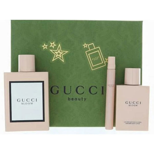 SET GUCCI BLOOM WOMEN ( 3 PC ) 3.4 OZ EDP SP / 3.4 OZ BL / MINI