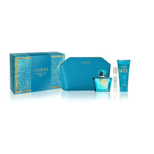 SET GUESS SEDUCTIVE BLUE WOMEN ( 4 PC )2.5 OZ EDT SP / 3.4 OZ BL /0.50 OZ EDT SP /POUCH