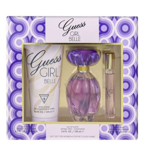 SET GUESS GIRL BELLE WOMEN ( 3 PC) SET 3.4 OZ. EDT / 6.7 OZ. BL / MINI ( NEW UPC )