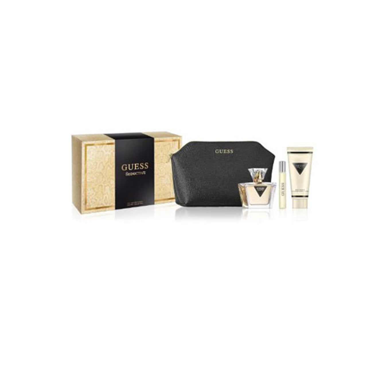 SET GUESS SEDUCTIVE NOIR WOMEN ( 4 PC ) 2.5 OZ EDT SP / 0.50 EDT SP MINI / 3.4 OZ BL / POUCH