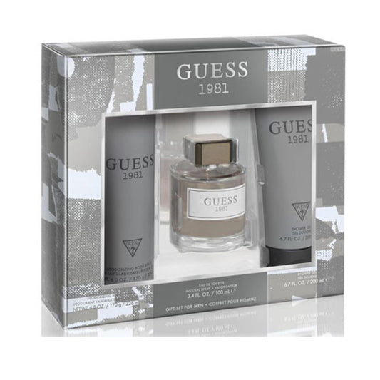 SET GUESS 1981 MEN ( 3 PC ) 3.4 OZ EDT SP / 6.7 OZ SHOWER GEL / 6.0 OZ BODY SPRAY