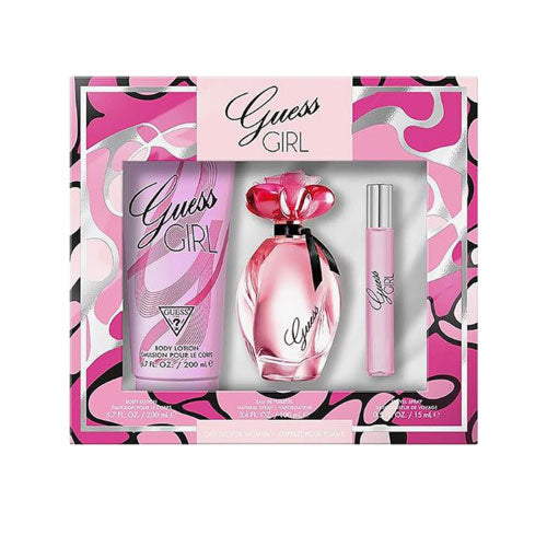 SET GUESS GIRL WOMEN ( 3 PC ) 3.4 OZ EDT SP /6.7 OZ BL / 0.51 OZ TRAVEL