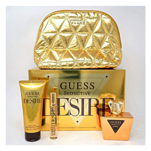 SET GUESS SEDUCTIVE DESIRE WOMEN ( 4 PC ) 2.5 OZ EDT SP /3.4 OZ BL /0.50 TRAVEL /POUCH