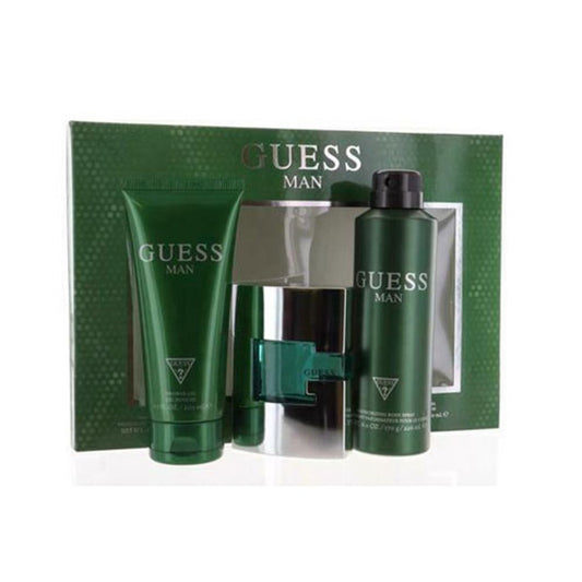 SET GUESS MEN ( 3 PC SET ) 2.5 oz Spray + 6.7 oz SG / 6.0 OZ BODY SP