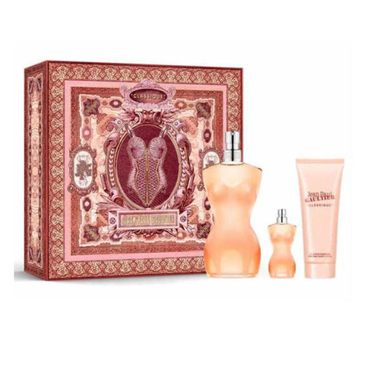 SET JEAN PAUL GAULTIER CLASSIQUE WOMEN (3 PC ) 3.4 OZ EDT SP / 2.5 OZ BL / 0.20 OZ EDT MINI