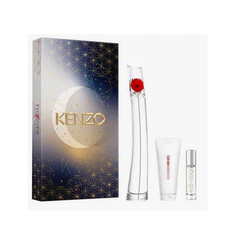SET KENZO FLOWER ( 3 PC ) 3.4 OZ EDP SP / 2.5 OZ BODY LOTION / MINI