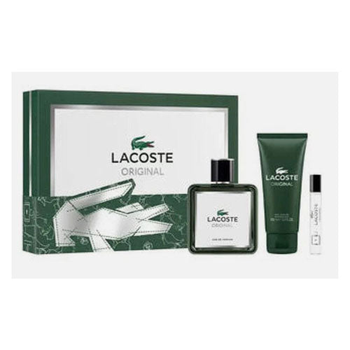 SET LACOSTE ORIGINAL MEN ( 3 PC ) 3.3 OZ EDP SP /0.25 OZ EDP SP /3.3 OZ SG