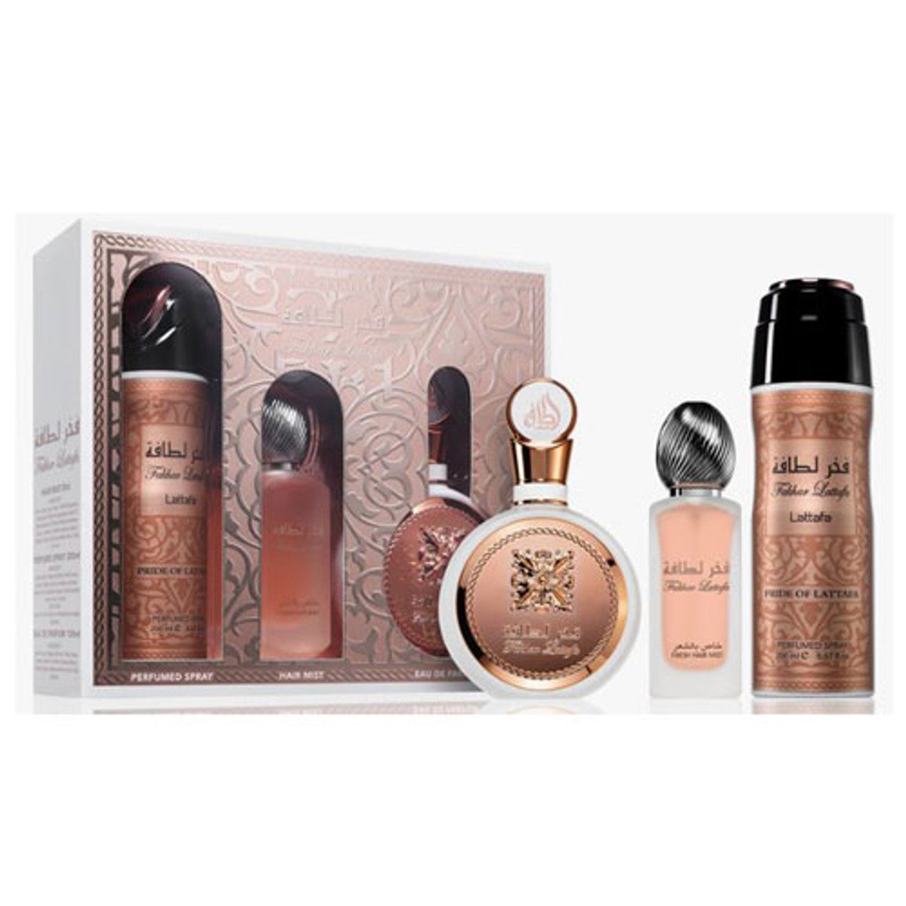 SET LATTAFA FAKHAR WOMEN ( 3 PC ) 3.4 OZ EDP / 6.0 OZ DEO / 1.7 OZ HAIRMIST
