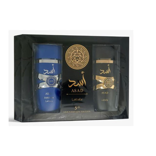 SET LATTAFA ASAD 5TH ANNIVERSARY ( 2 PC ) ASAD 3.4 OZ EDP SP / ASAD ZANZIBAR 3.4 OZ EDP SP