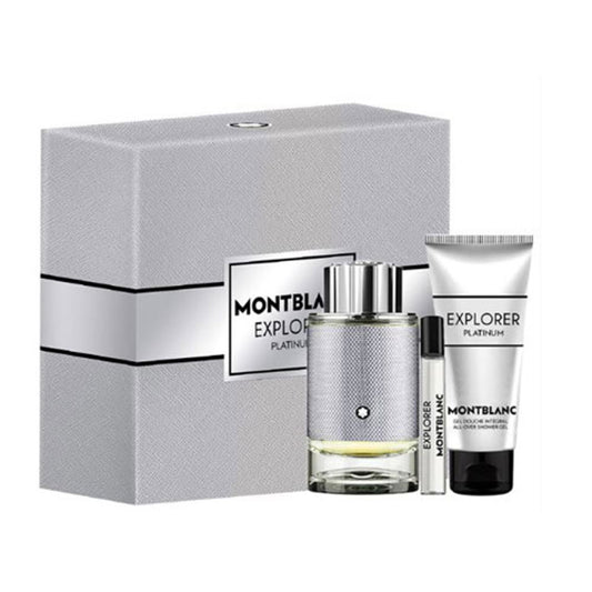 SET MONT BLANC EXPLORER PLATINUM MEN ( 3 PC )3.4 OZ EDP / 3.4 OZ SG / 0.25 OZ